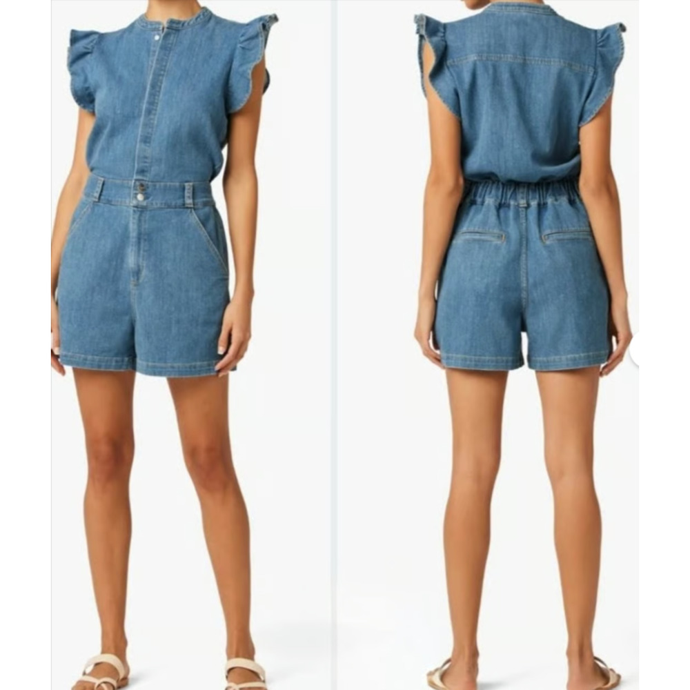 Joe's Jeans Blue Denim Jean Shorts Romper Size M 6-10
